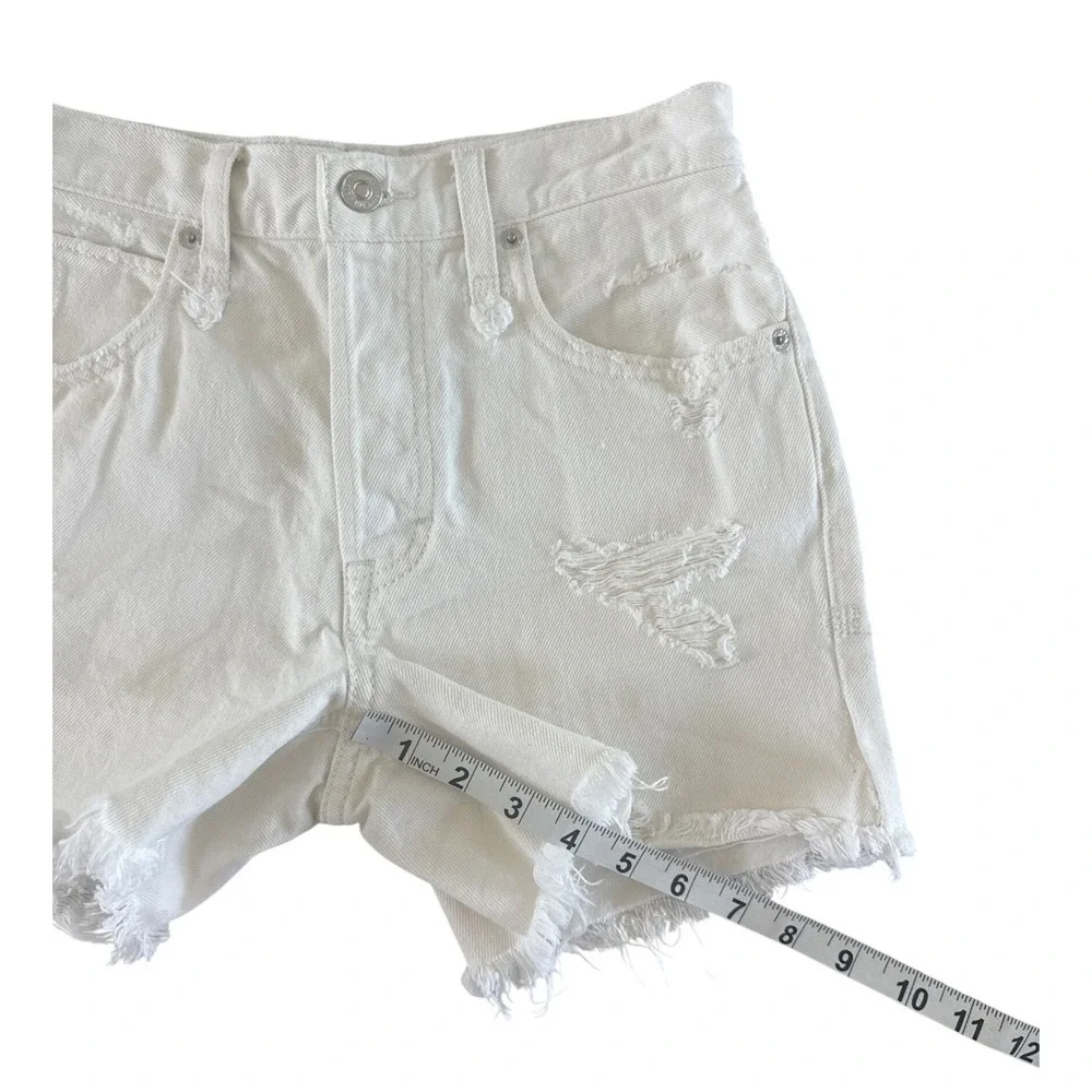 We the Free People Makai Cutoff Denim Shorts Ivory White 24 Boho Retro 90s NWOT